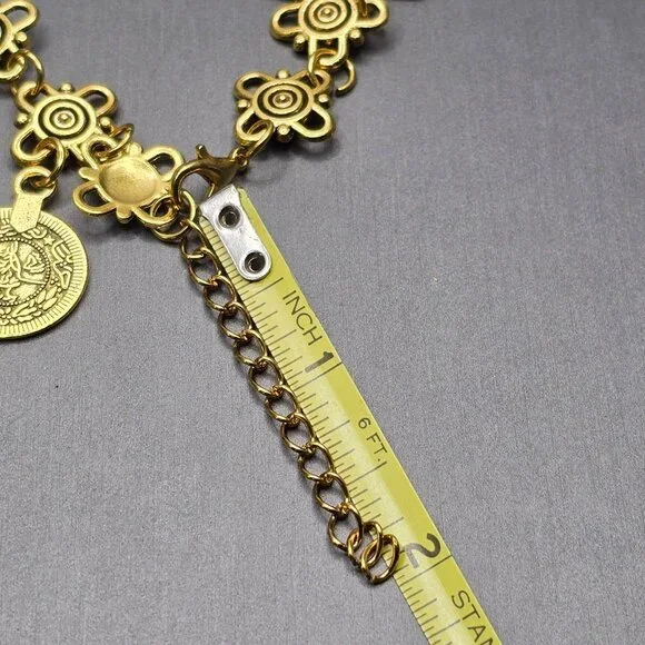 Gold Tone Bracelet Trio Cuff Bangles and Coin Charm Fashion Jewelry Anti Tarnish - Picture 8 of 14